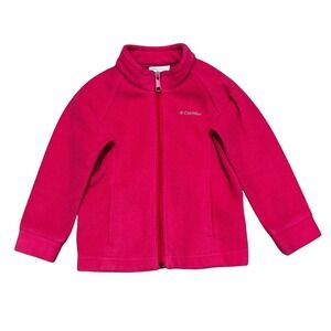 Columbia Jacket 3T Girls Pink Fleece Full Zip Toddler Mock Neck Spring Warm
